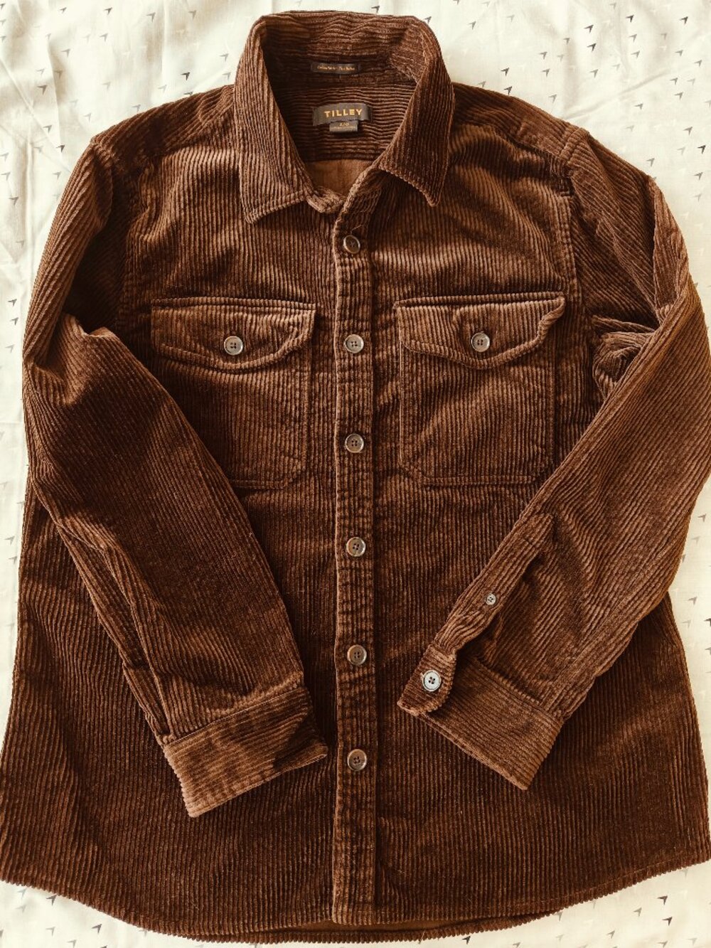 Tilley brown corduroy oversized shirt jacket, size L